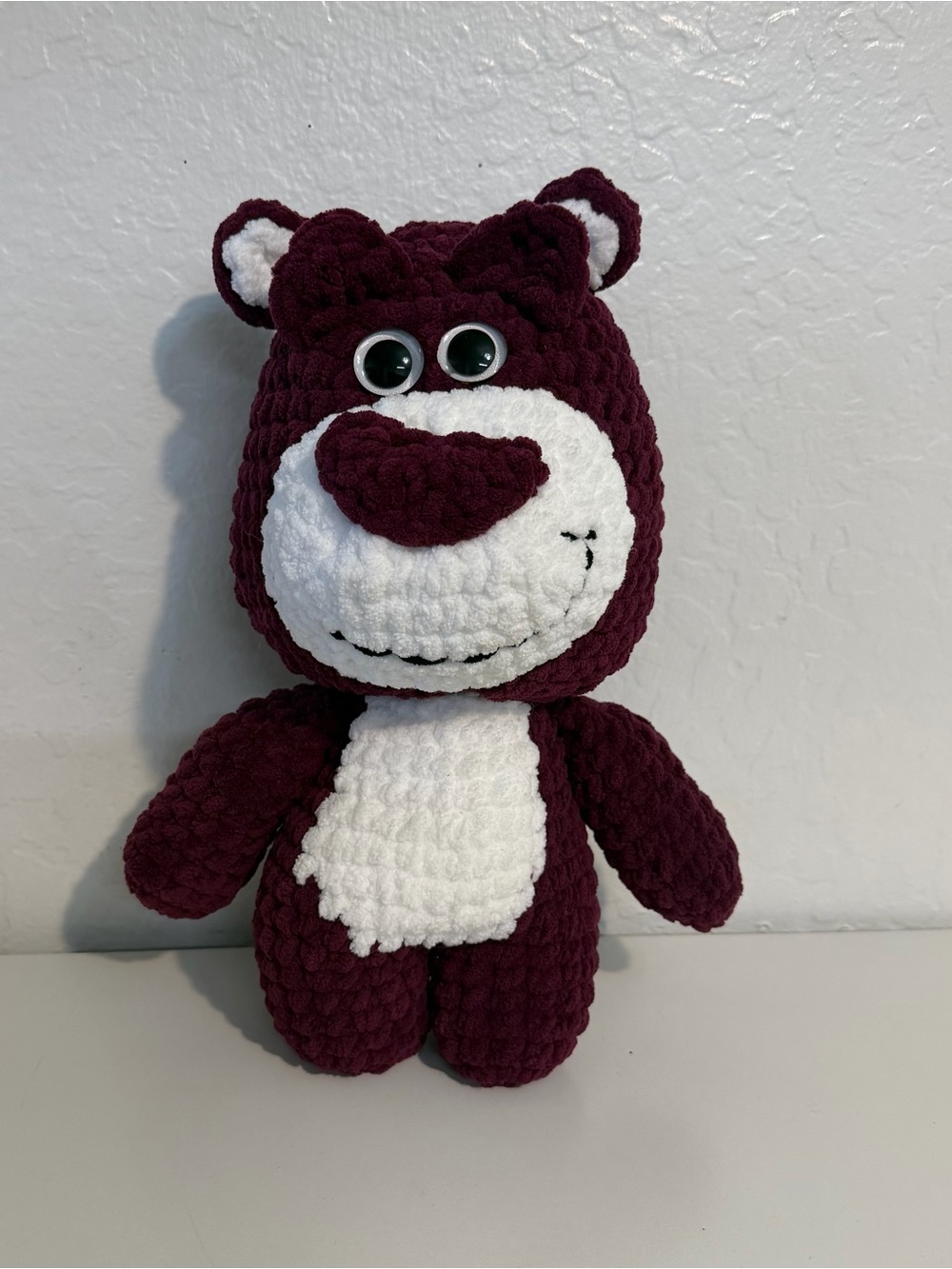 Handmade Lotso Toy Story 3, Grumpy Bear Crochet Amigurumi Plush Toy 13”